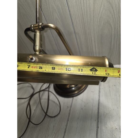 Vtg Brass Banker's Desk Lamp Adjustable Arm Piano Lamp Mid Century Modern - Picture 9 of 12